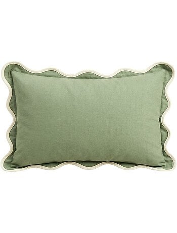 Coussin vintage vert festonné 40x60cm