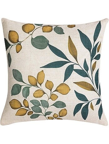 Coussin polylin imprimé feuillages