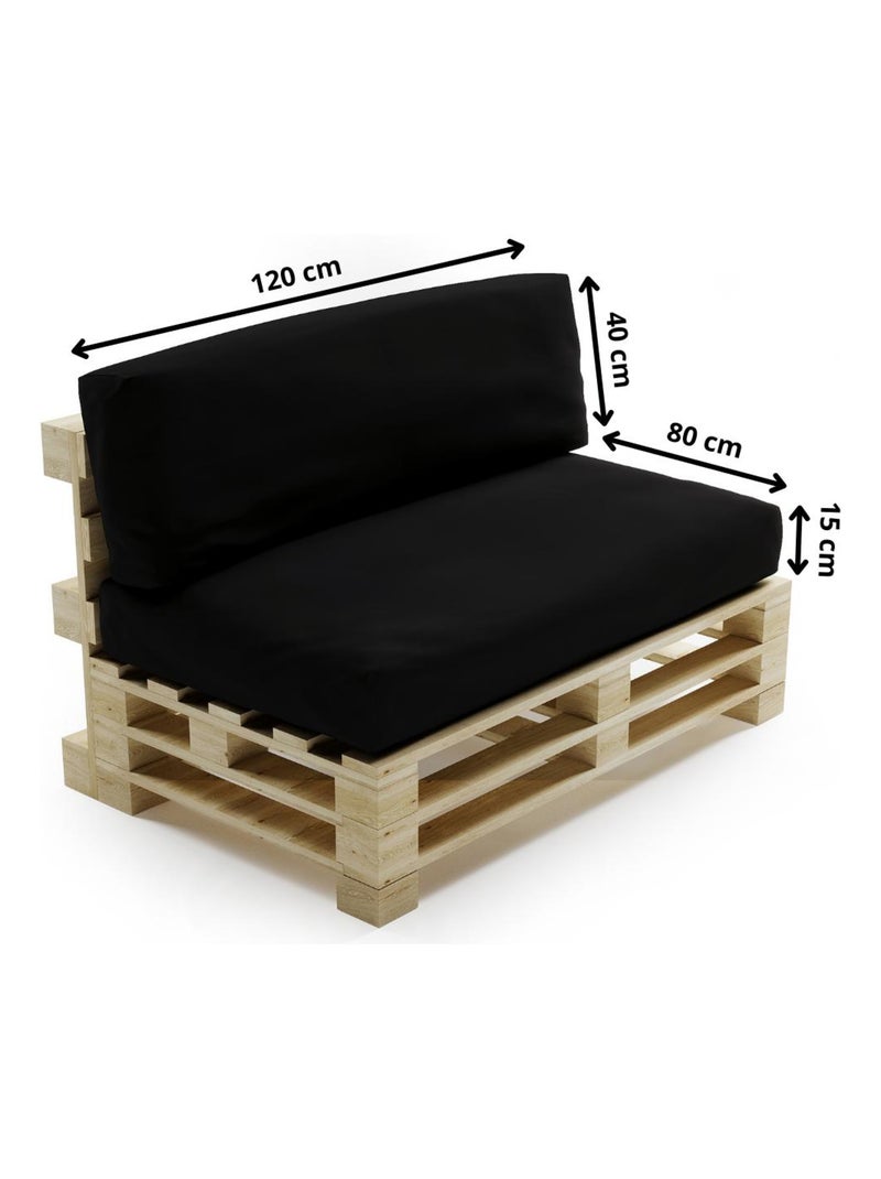 Coussins Palette Déhoussable Imperméable LOT - Bananair Noir - Kiabi