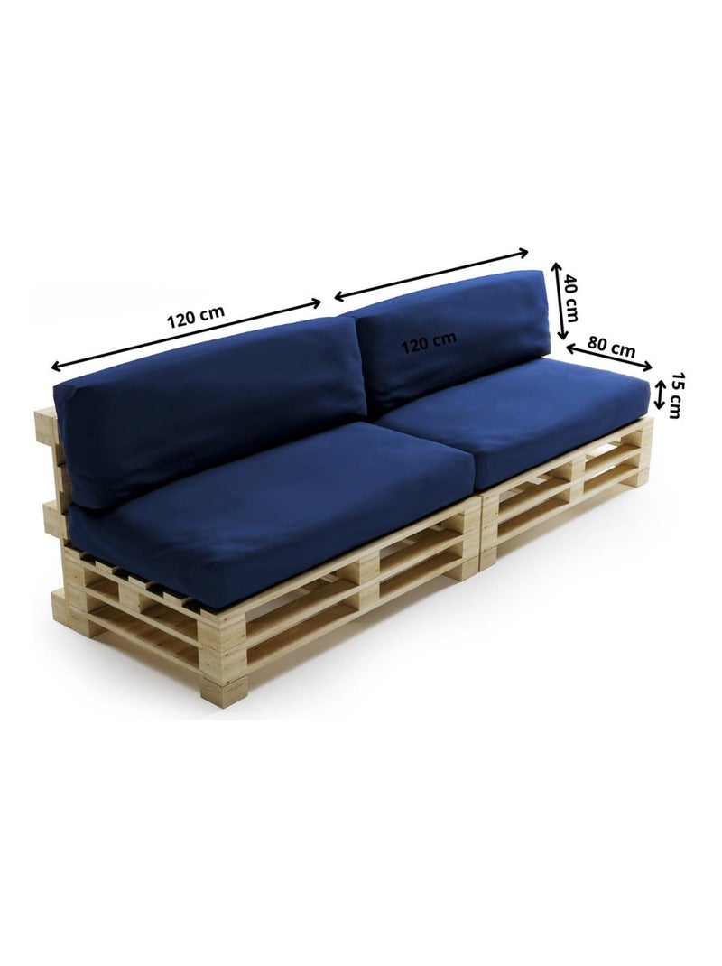 Coussins Palette Déhoussable Imperméable LOT x2 - Bananair Bleu - Kiabi