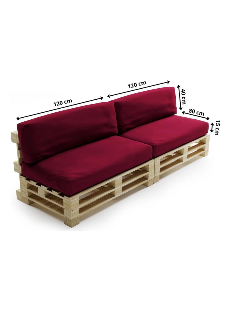 Coussins Palette Déhoussable Imperméable LOT x2 - Bananair Rouge - Kiabi