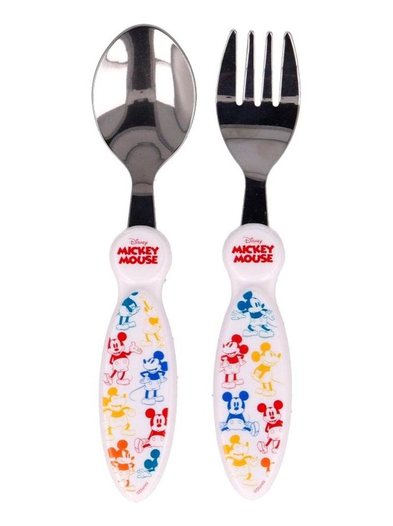 Couvert Mickey cuillere fourchette enfant bebe en metal Multicolore - Kiabi