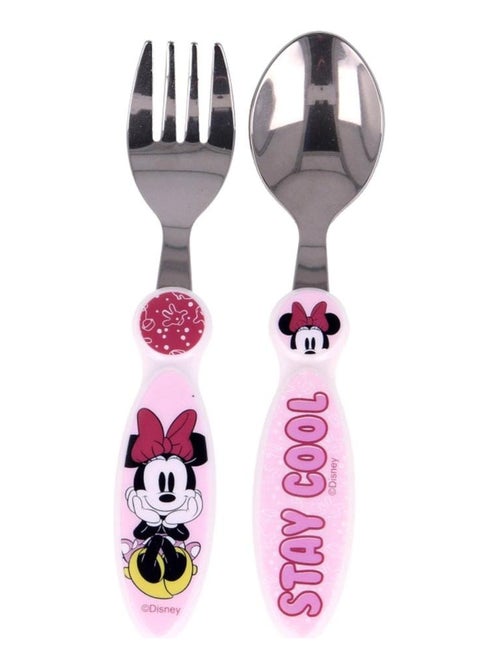 Couvert Minnie cuillere fourchette enfant bebe en metal - Kiabi