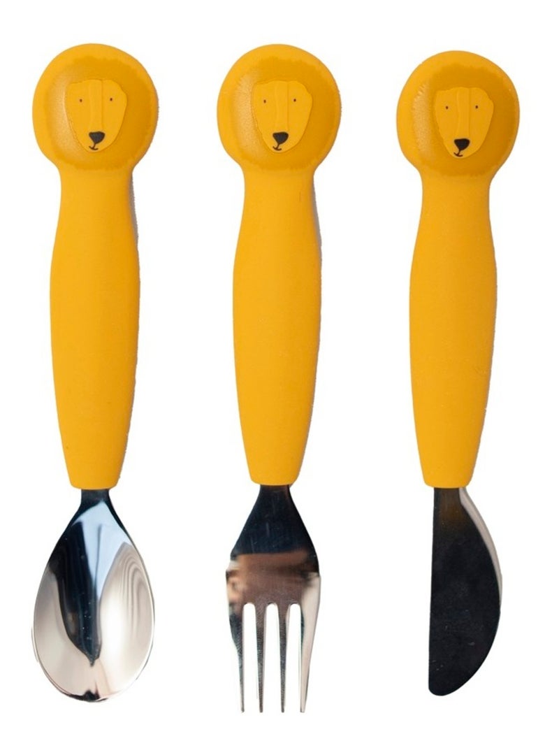 Couverts 3 pièces en silicone Jaune - Kiabi
