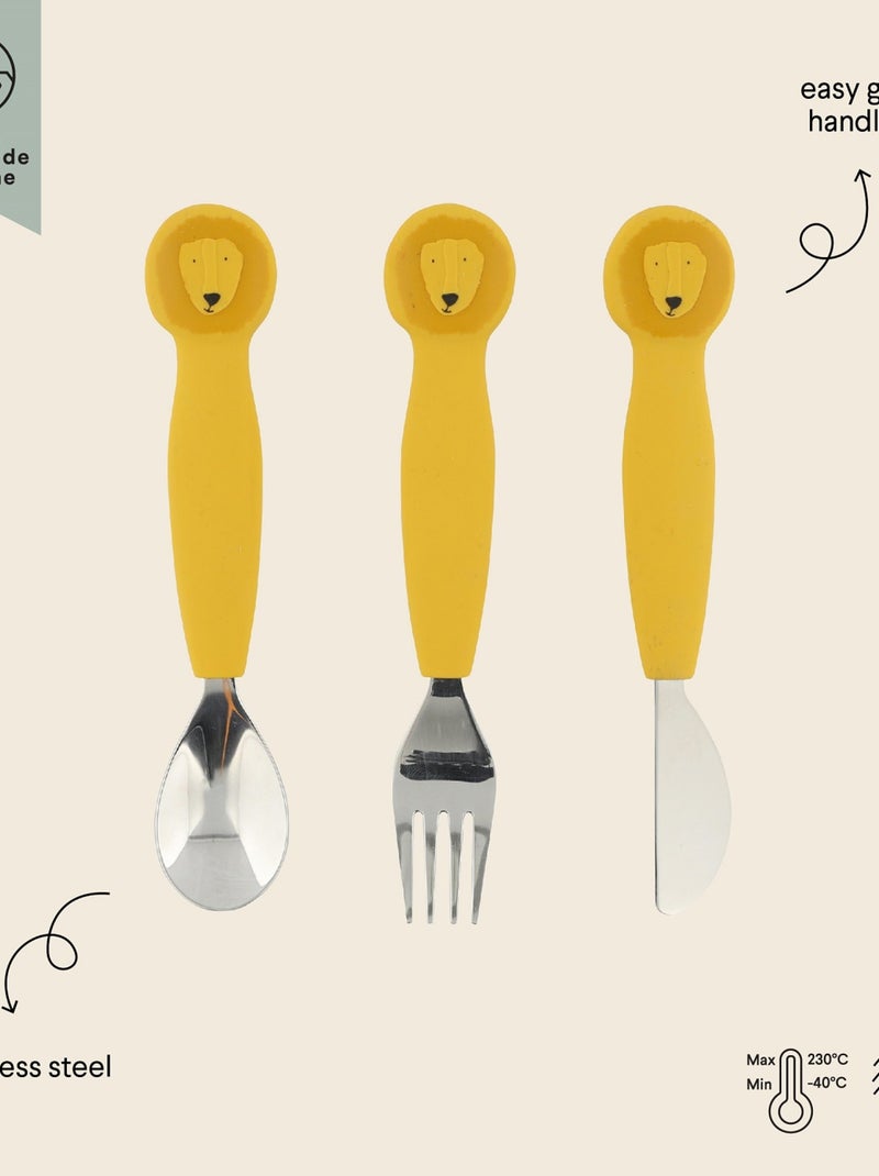 Couverts 3 pièces en silicone Jaune - Kiabi