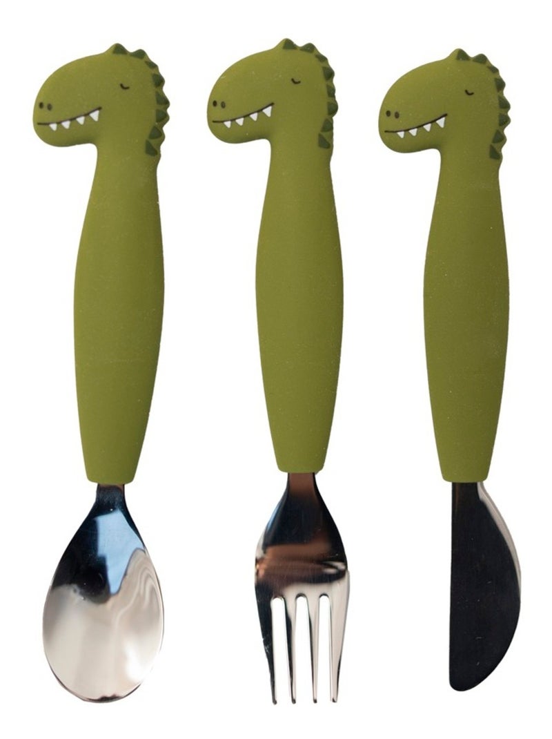 Couverts 3 pièces en silicone Vert - Kiabi