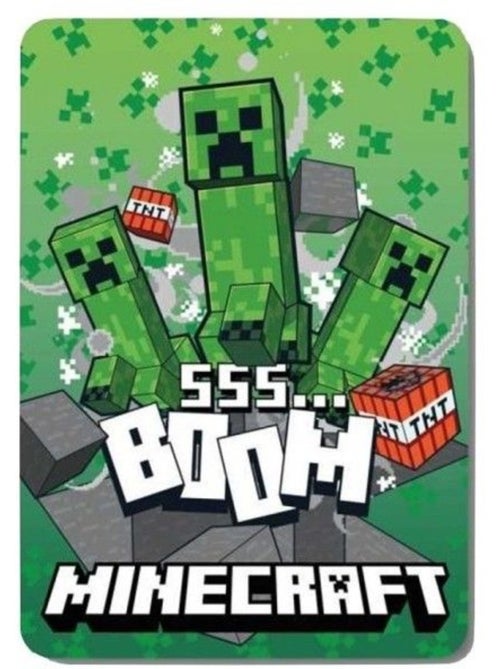 Couverture - minecraft - boom skin creeper - 100 x 140 cm - rose - synthétique - Kiabi