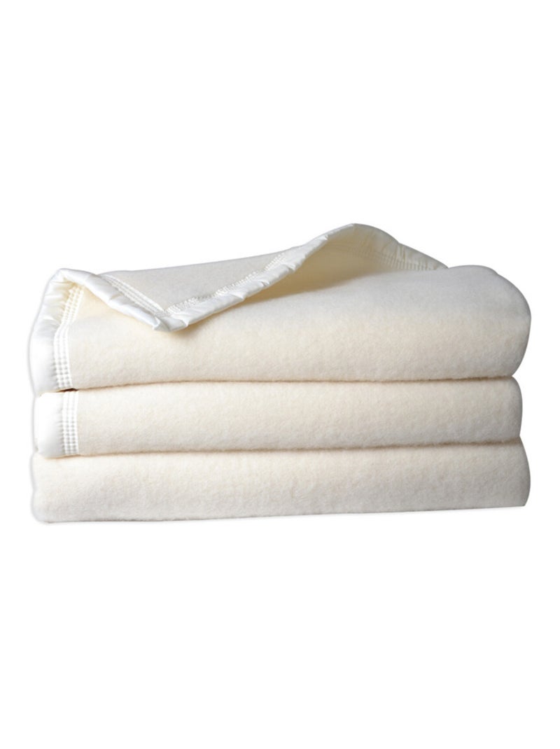 Couverture - Toison d'Or - 100% Pure laine vierge Beige coquille - Kiabi