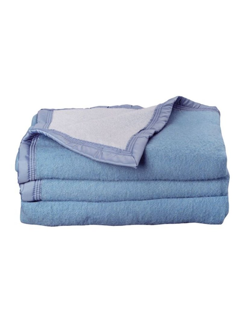 Couverture - Toison d'Or - 100% Pure laine vierge Bleu ciel - Kiabi