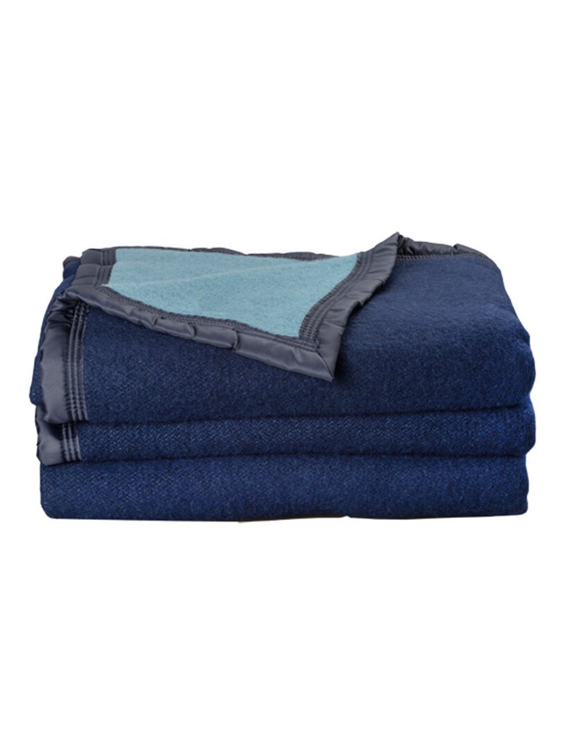 Couverture - Toison d'Or - 100% Pure laine vierge Bleu marine - Kiabi