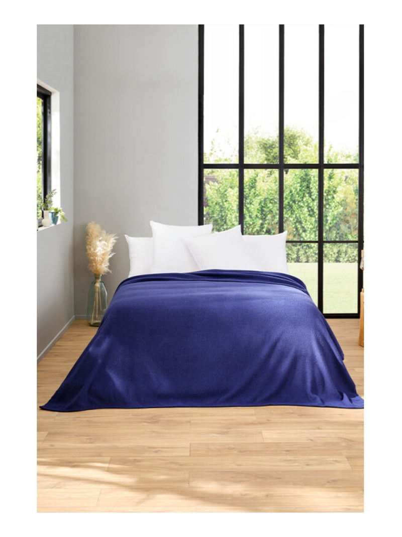Couverture - Toison d'Or - 100% Pure laine vierge Bleu nuit - Kiabi
