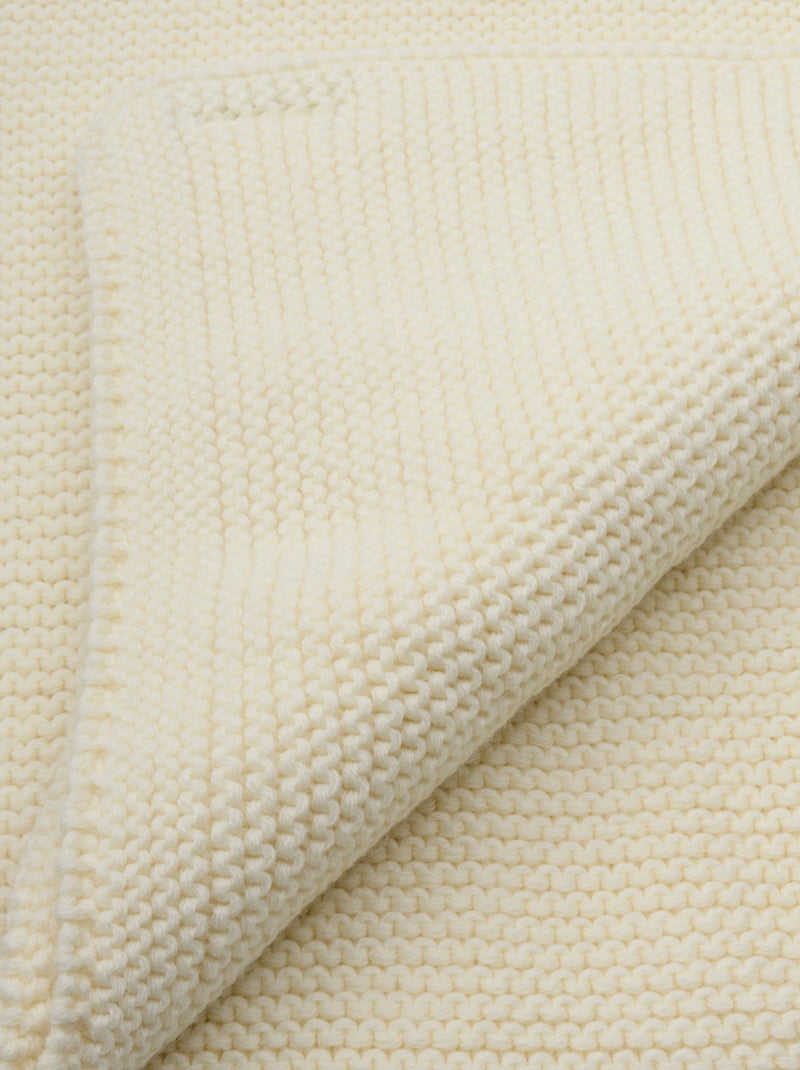 Couverture 100% laine merinos Ecru - Kiabi