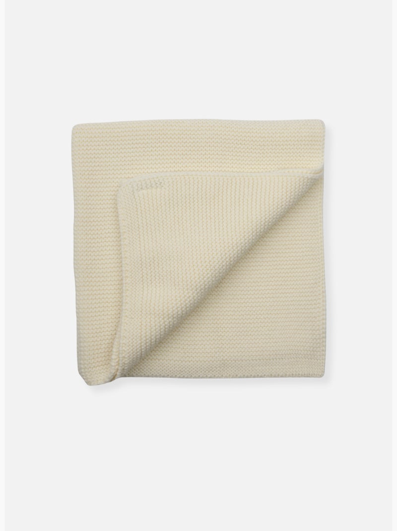 Couverture 100% laine merinos Ecru - Kiabi