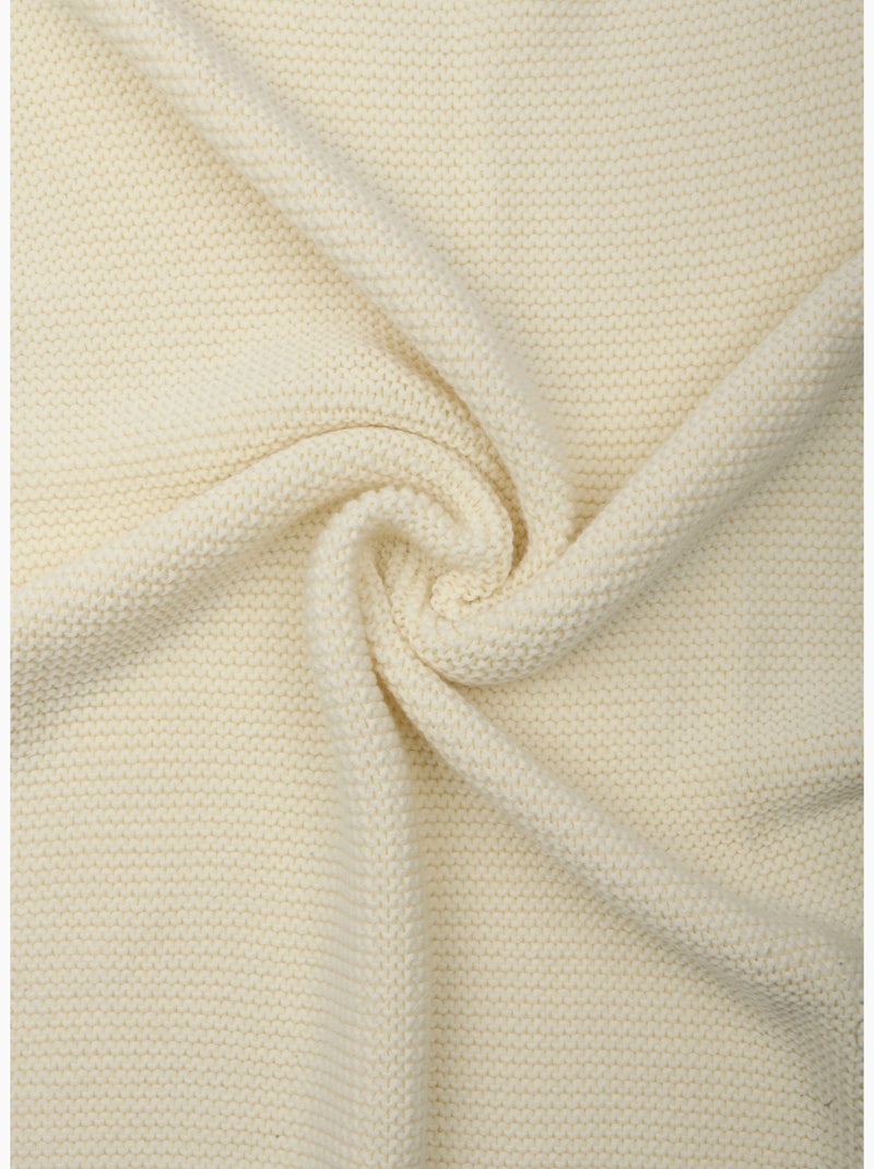 Couverture 100% laine merinos Ecru - Kiabi