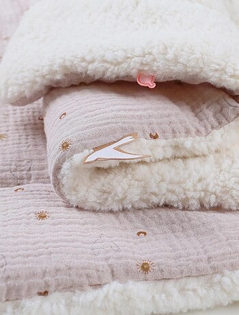 Couverture 100X140cm, Mousseline de coton & Sherpa Noukie's