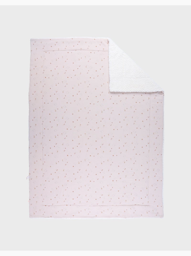 Couverture 100x140cm, mousseline de coton & sherpa noukie's Rose - Kiabi