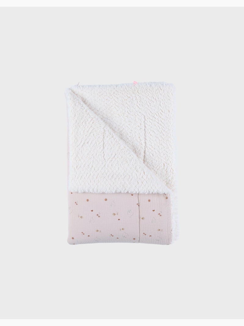 Couverture 100x140cm, mousseline de coton & sherpa noukie's Rose - Kiabi