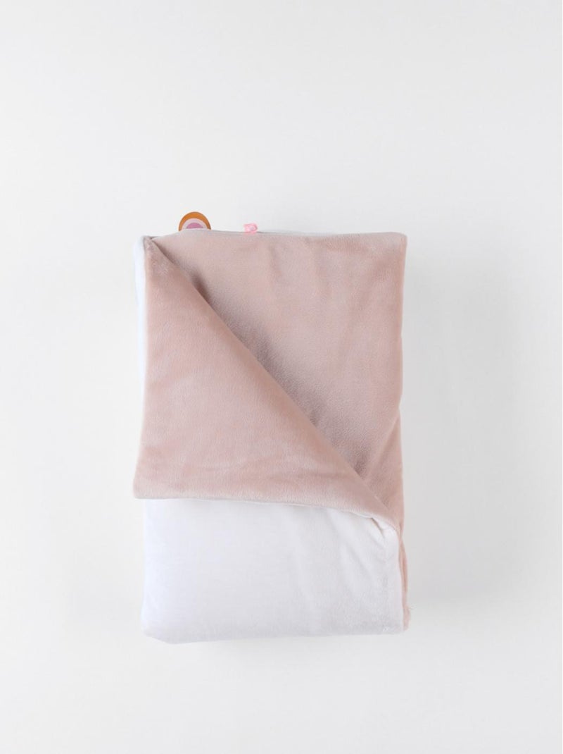Couverture 75 x 100 cm Popsie, Gigi & Louli en Veloudoux®, écru/rose poudré Noukie's Blanc - Kiabi