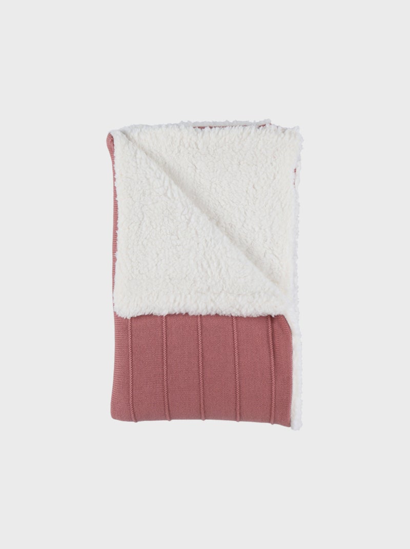Couverture 75x100 cm en tricot bio et sherpa Noukie's Rouge - Kiabi