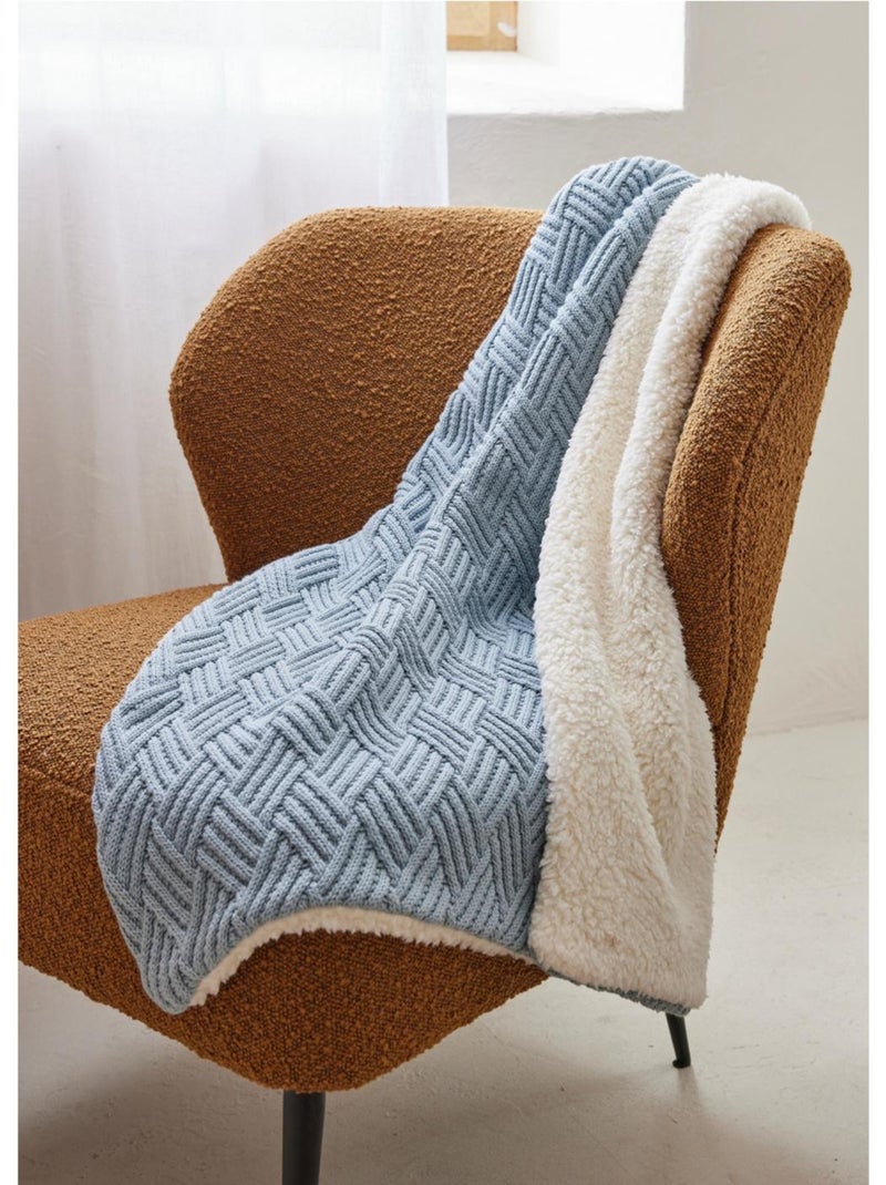 Couverture 75x100cm, Coton BIO/Sherpa Noukie's Bleu - Kiabi