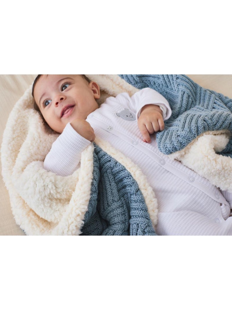 Couverture 75x100cm, Coton BIO/Sherpa Noukie's Bleu - Kiabi