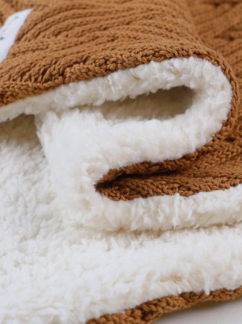 Couverture 75x100cm, Coton BIO/Sherpa Noukie's Marron - Kiabi