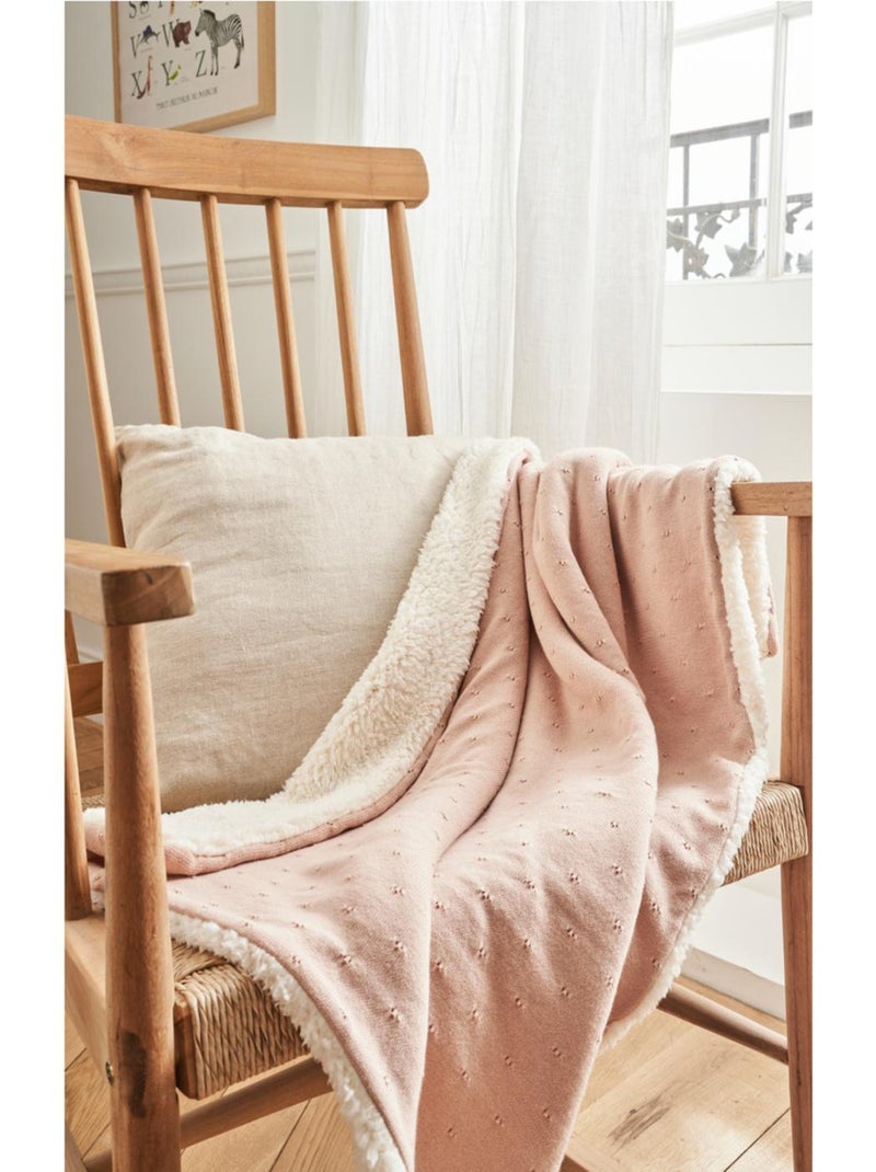 Couverture 75x100cm, Coton BIO/Sherpa Noukie's Rose - Kiabi