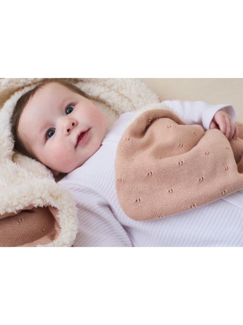 Couverture 75x100cm, Coton BIO/Sherpa Noukie's Rose - Kiabi