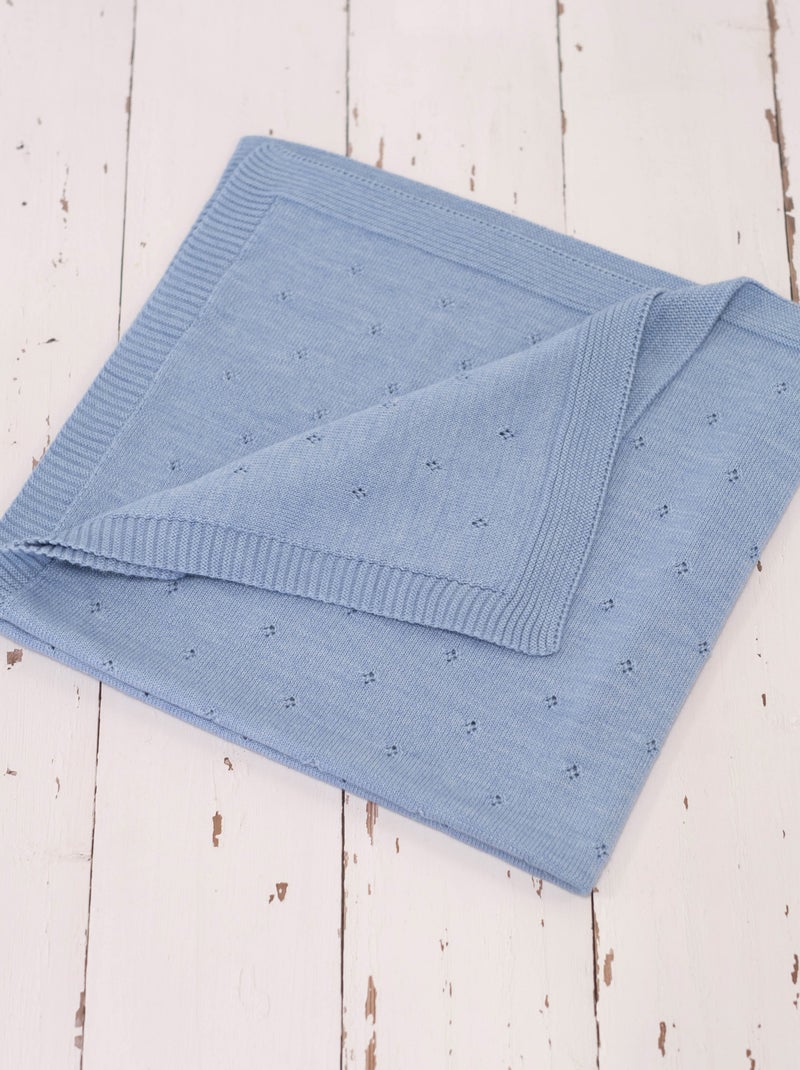 Couverture acrylaine ajourée Bleu clair - Kiabi