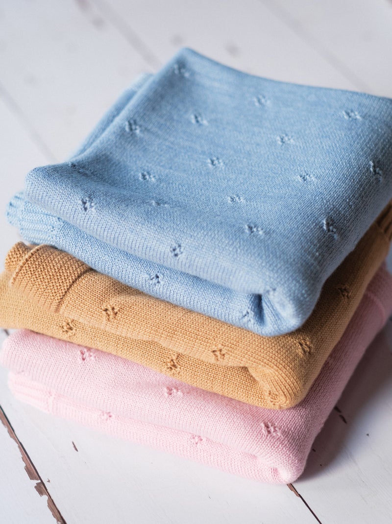 Couverture acrylaine ajourée Bleu clair - Kiabi