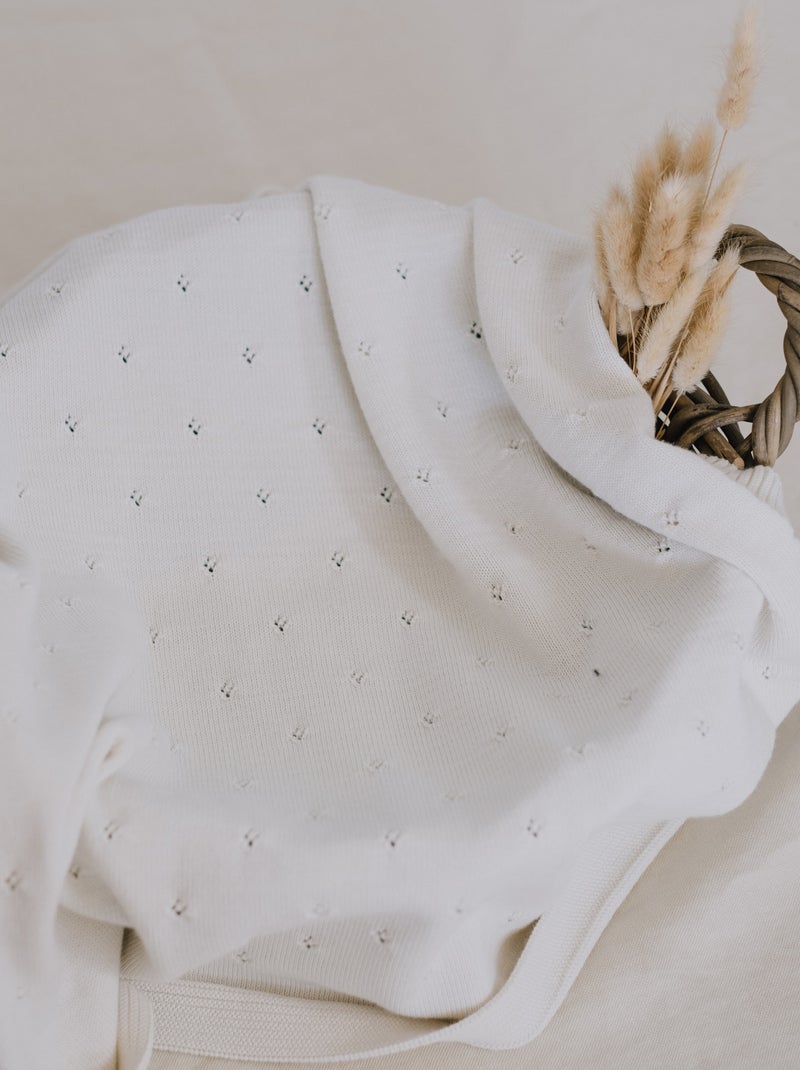 Couverture acrylaine ajourée Ecru - Kiabi