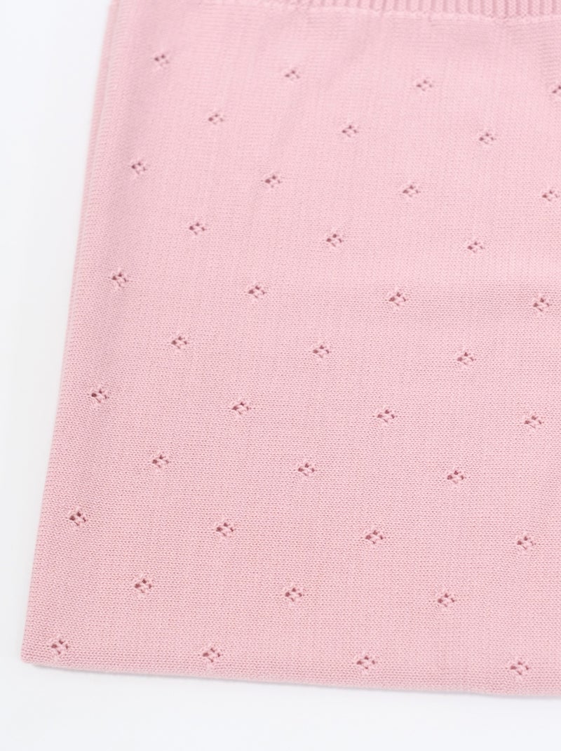 Couverture acrylaine ajourée Rose - Kiabi