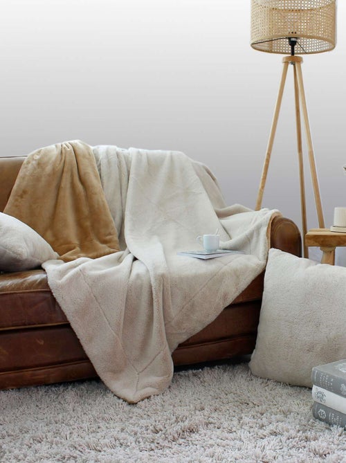 Couverture AZURA douce 2 tons et flanelle - Kiabi