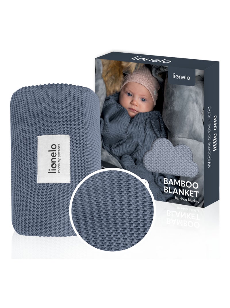 Couverture bébé 100% coton LIONELO - Hypoallergénique - Antibactérien - 100 × 75 cm Bleu - Kiabi