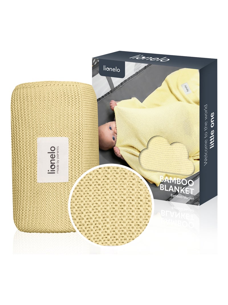 Couverture bébé 100% coton LIONELO - Hypoallergénique - Antibactérien - 100 × 75 cm Jaune - Kiabi