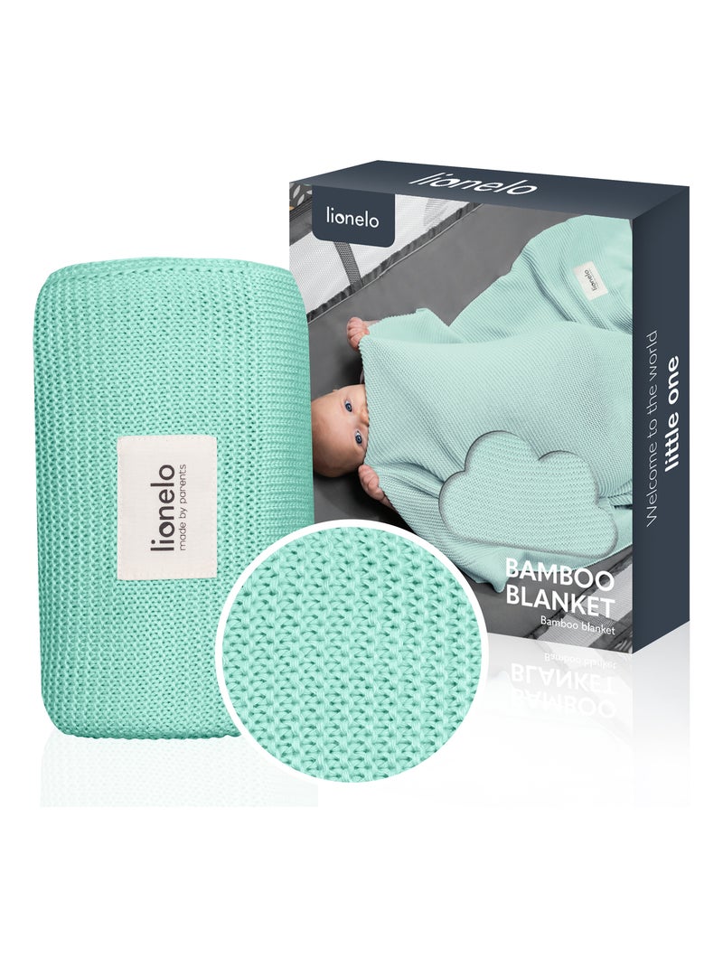 Couverture bébé 100% coton LIONELO - Hypoallergénique - Antibactérien - 100 × 75 cm Vert menthe - Kiabi
