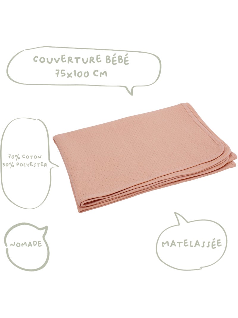 Couverture bébé 75x100 cm - Plaid pour bébé matelassé Rose - Kiabi