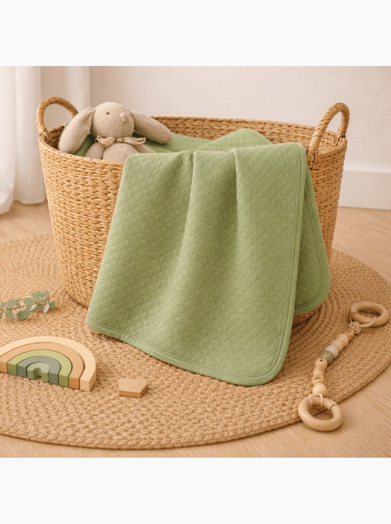 Couverture bébé 75x100 cm - Plaid pour bébé matelassé Vert kaki - Kiabi