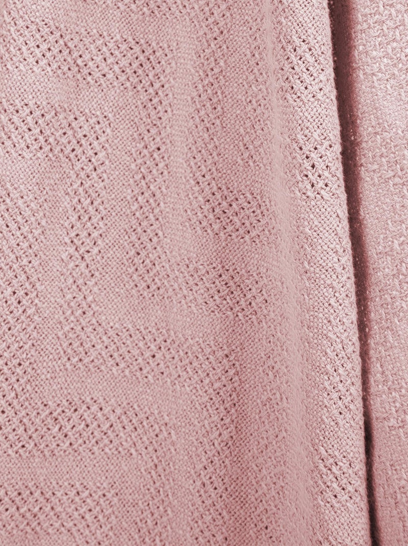 Couverture bébé à aspect tricoté en coton Bio - ROBA 'lil planet' Rose - Kiabi