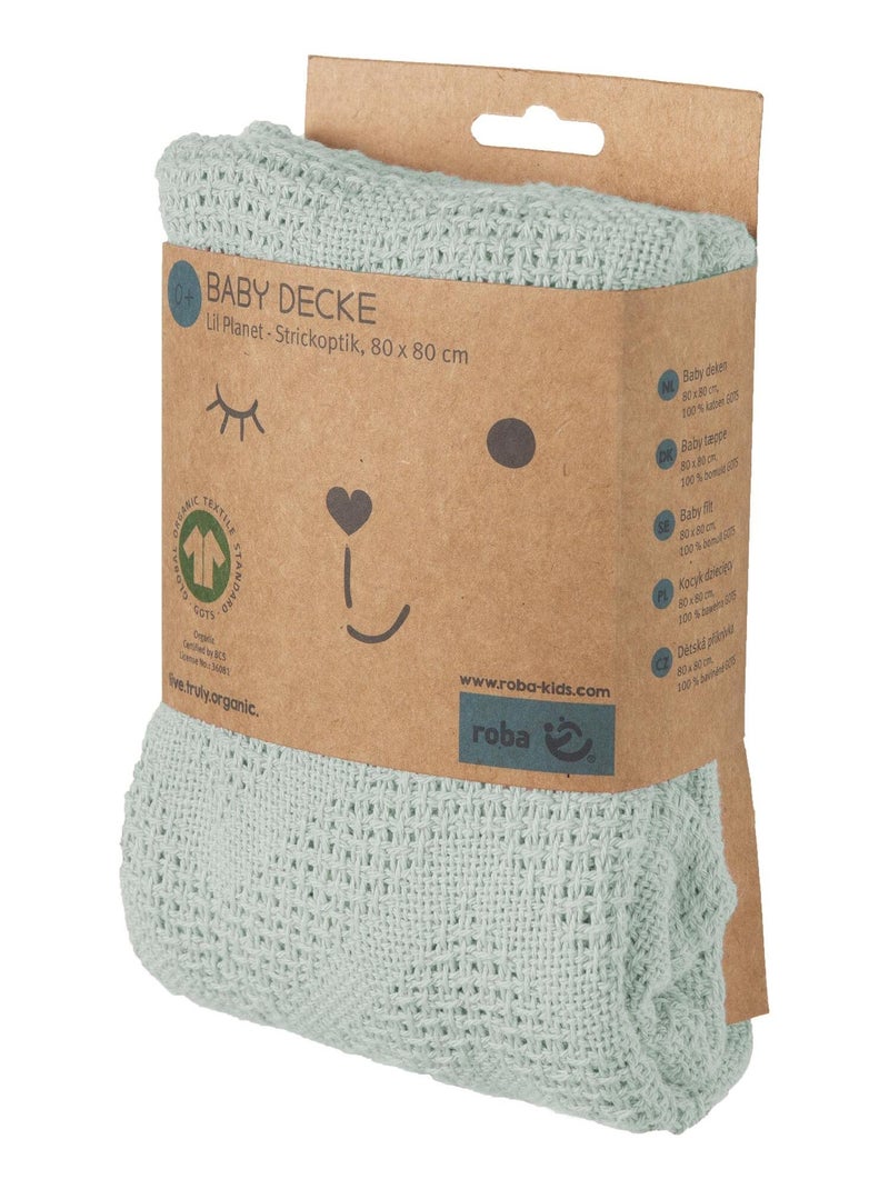 Couverture bébé à aspect tricoté en coton Bio - ROBA 'lil planet' Vert - Kiabi