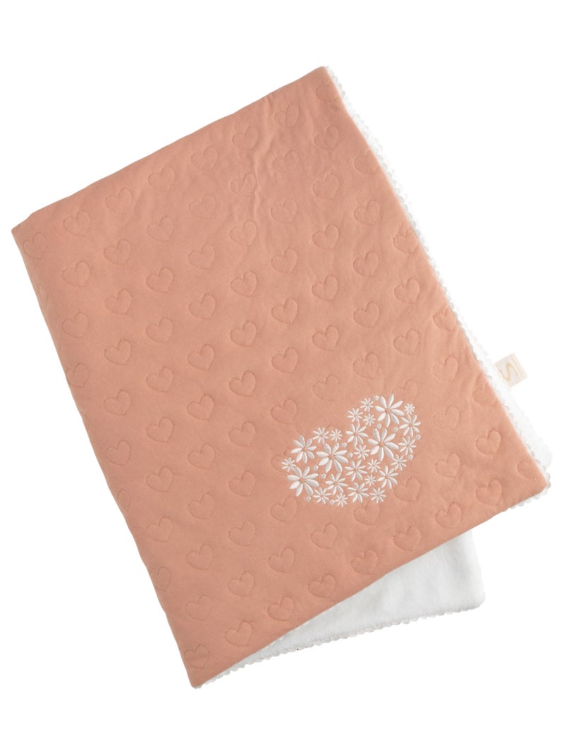 Couverture bébé en coton avec broderie - Rose - Kiabi