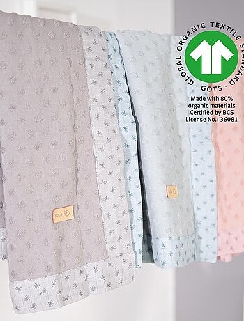 Couverture bébé en coton Bio motif pois en relief 'Roba lil planet'