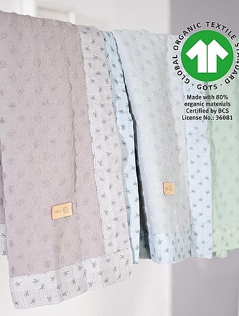 Couverture bébé en coton Bio motif pois en relief 'Roba lil planet'