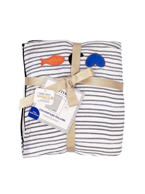 Couverture bébé en gaze de coton et polaire marinière - SAUTHON - Kiabi