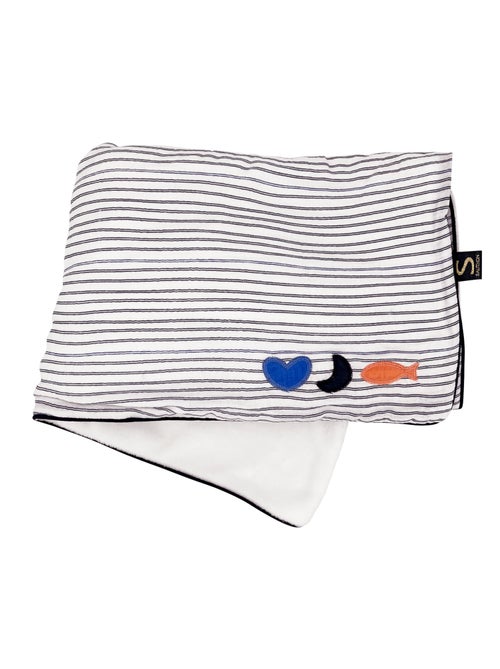 Couverture bébé en gaze de coton et polaire marinière - SAUTHON - Kiabi