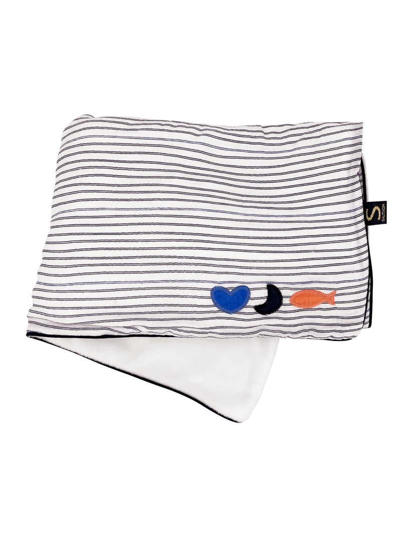 Couverture bébé en gaze de coton et polaire marinière - SAUTHON Blanc - Kiabi