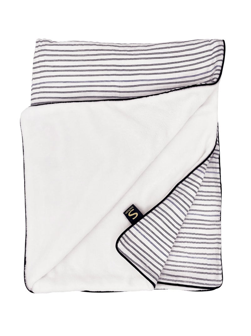 Couverture bébé en gaze de coton et polaire marinière - SAUTHON Blanc - Kiabi