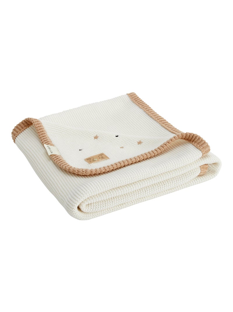 Couverture bébé en tricot Hello Baby Ecru - Kiabi