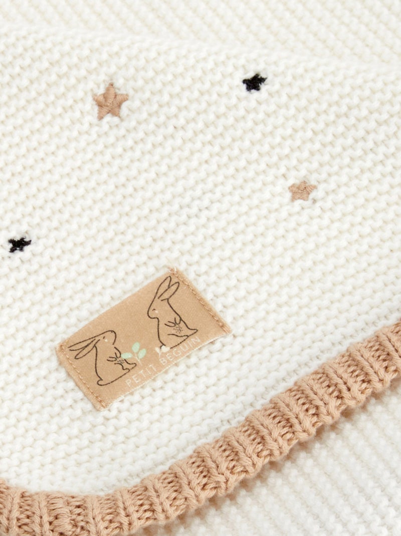 Couverture bébé en tricot Hello Baby Ecru - Kiabi