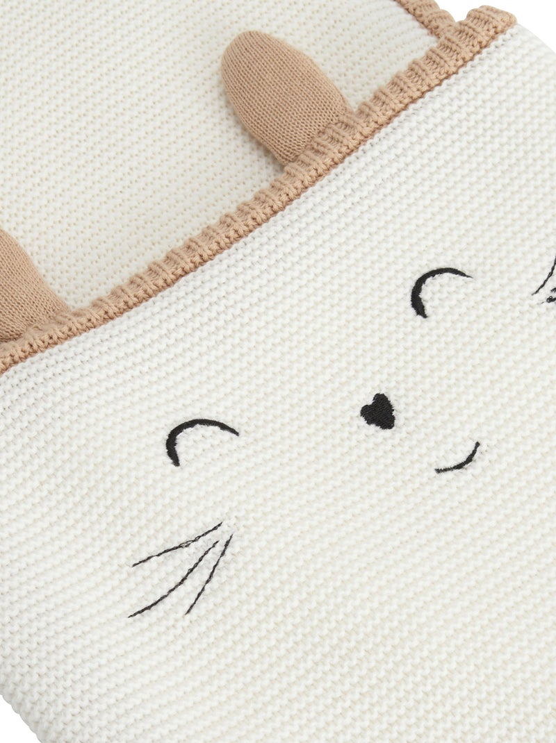 Couverture bébé en tricot Hello Baby Ecru - Kiabi